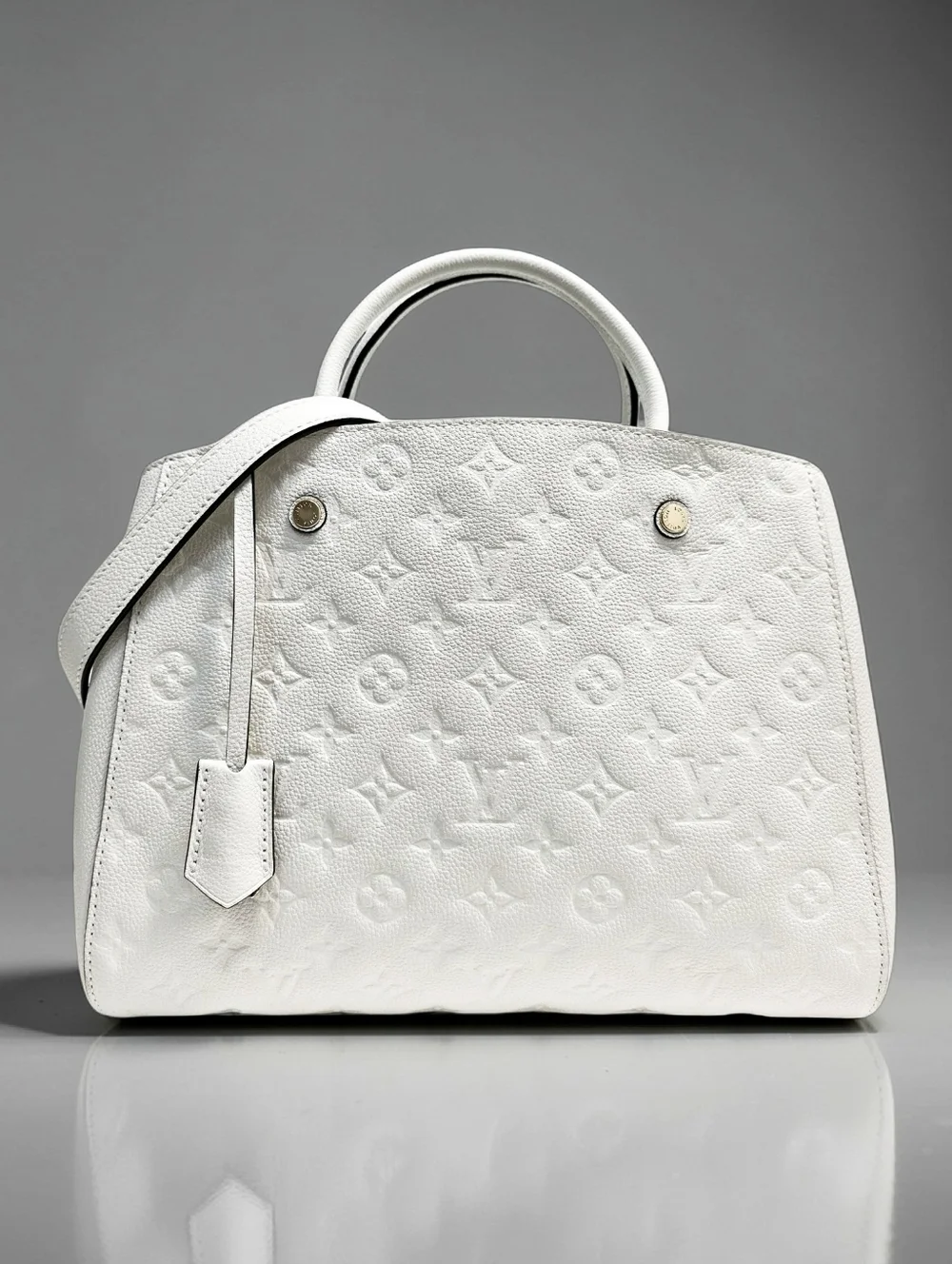 Louis Vuitton Montaigne MM Monogram Empreinte White Leather Satchel Shoulder Bag